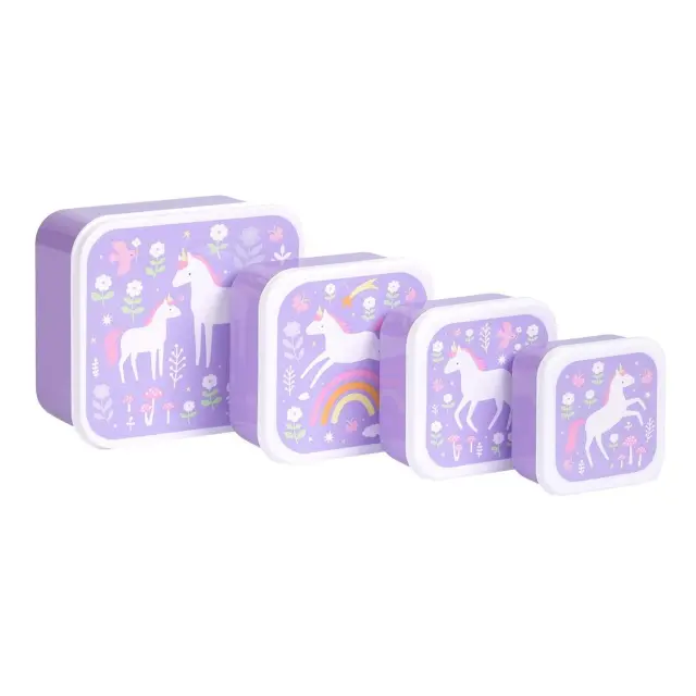 A Little Lovely Company Σετ 4 Δοχεία Φαγητού Lunch & Snack Box Set - Unicorn Dreams SBSEUD73 3