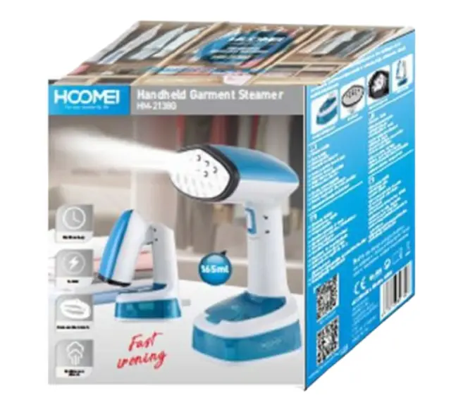 Hoomei Ατμοκαθαριστής Ρούχων Χειρός 1600W με Δοχείο 165ml Μπλε HM-2138G 2