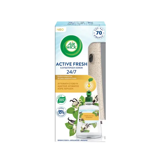Airwick Αυτόματο αρωματικό χώρου σε σπρέι Active Fresh βανίλια + ορχιδέα 228ml
