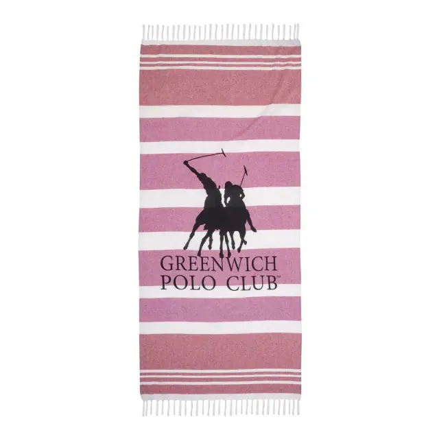 Greenwich Polo Club Γυναικεία Πετσέτα-Παρεό Logo Stripes 80x170εκ, Χρώμα Κόκκινο - ONESIZE