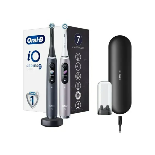Oral-B IO Series 9 Ηλεκτρική Οδοντόβουρτσα με Χρονομετρητή, Αισθητήρα Πίεσης και Θήκη Ταξιδίου Duo Black Onyx & Rose Quartz