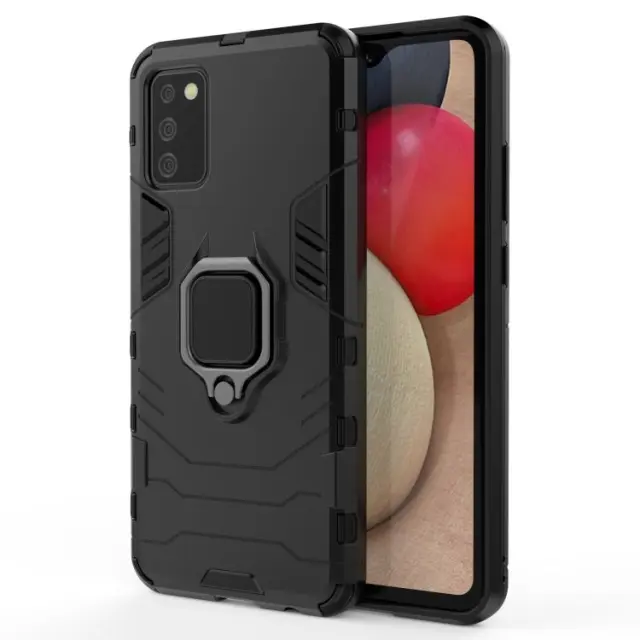 Θήκη Κάλυμμα Πλάτης Με Δυνατότητα KickStand & Ring holder για Samsung Galaxy A02s - Black OEM