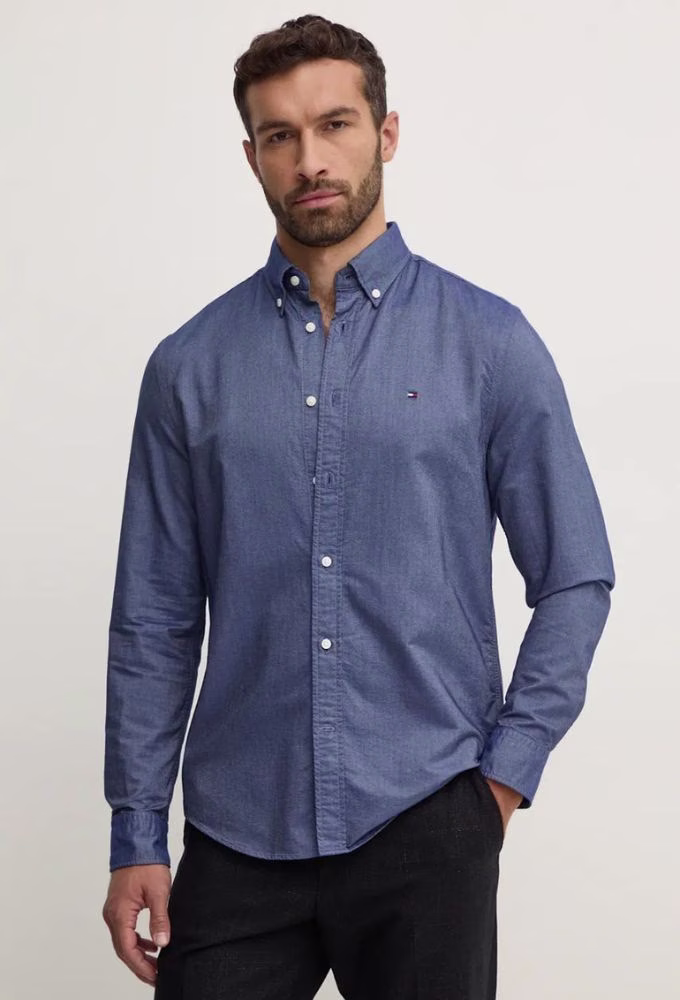 Tommy Hilfiger Aνδρικό Πουκάμισο Ναυτικό Μπλε Μπλε - XL