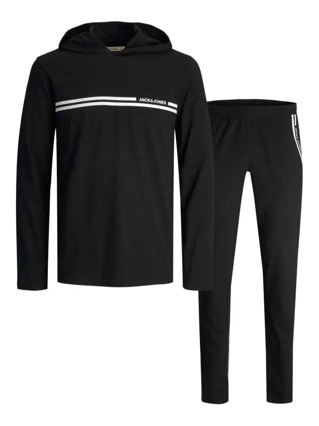 JACWILLIAM JERSEY HOOD AND PANTS GIFTBOX Black