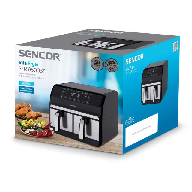 Φριτέζα Αέρος 2x4lt 1700W Touch LED Sencor SFR 9500SS 2