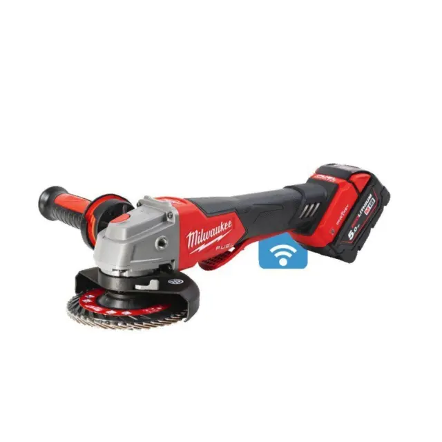 Milwaukee 4933478435 - Γωνιακός Τροχός Μπαταρίας 125mm One-Key με Διακόπτη Τύπου Σκανδάλης και Φρένο M18 ONEFSAG125XPDB-502X με HD Box Μεταφοράς, Φορτιστή + 2 Μπαταρίες 5.0Ah (2×5.0Ah) 3
