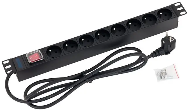 Triton distribution panel RAB-PD-X03-A1, 19", 8x 230V FR, power button, 2m cable