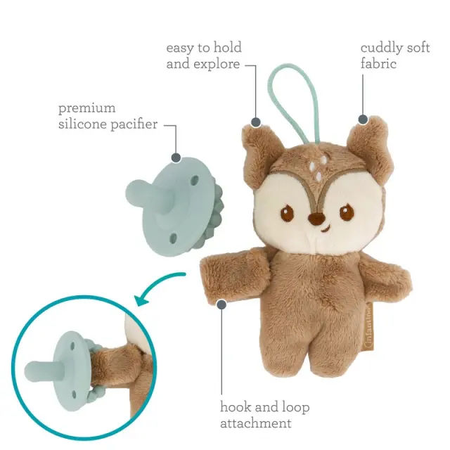INFANTINO Snuggle & sooth Paci pal - Για αγκαλιές και γλυκιά παρηγοριά πιπίλα και λούτρινο ελαφάκι.