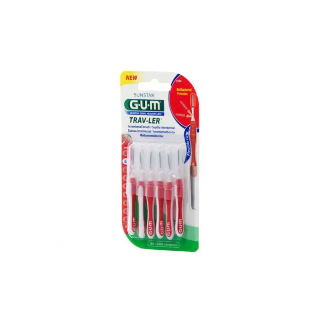 Gum Trav-Ler Interdental Brush (1314), Μεσοδόντιο Βουρτσάκι 0.8mm Κόκκινο, 6τεμ