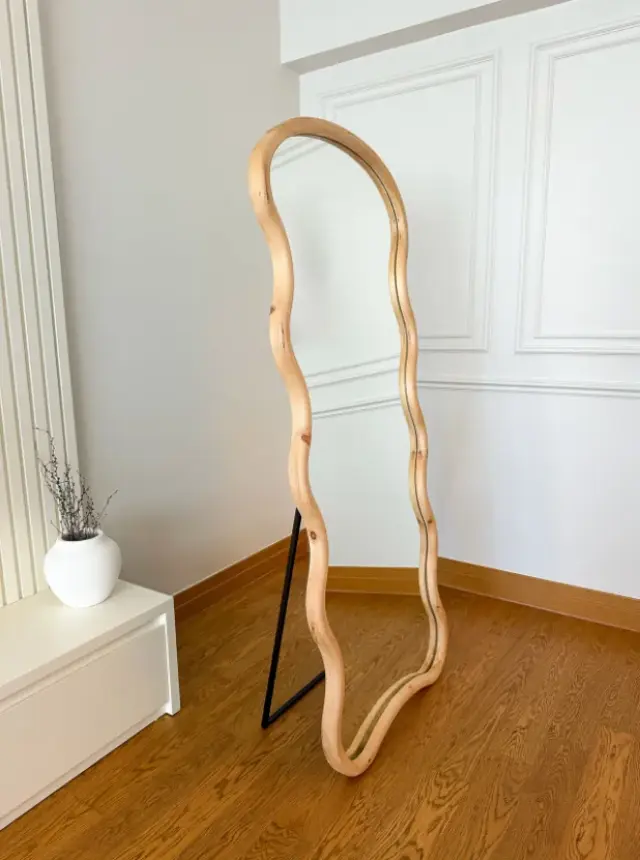 Stewehome Καθρέφτης δαπέδου από φυσική δρυ οβάλ 180x80 cm 2