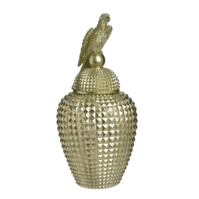 Δοχείο Με Καπάκι Χρυσό Polyresin Φ21x44cm 3-70-497-0027
