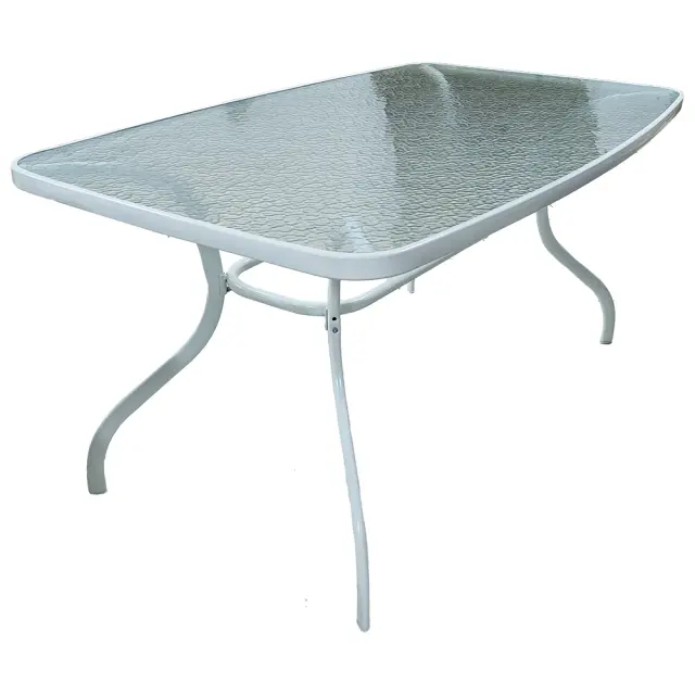 Τραπέζι μεταλλικό λευκό με τζάμι 150x90x73cm Evigri TRA46/15RW 2