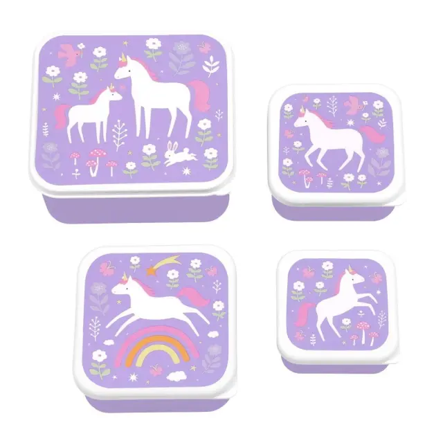 A Little Lovely Company Σετ 4 Δοχεία Φαγητού Lunch & Snack Box Set - Unicorn Dreams SBSEUD73