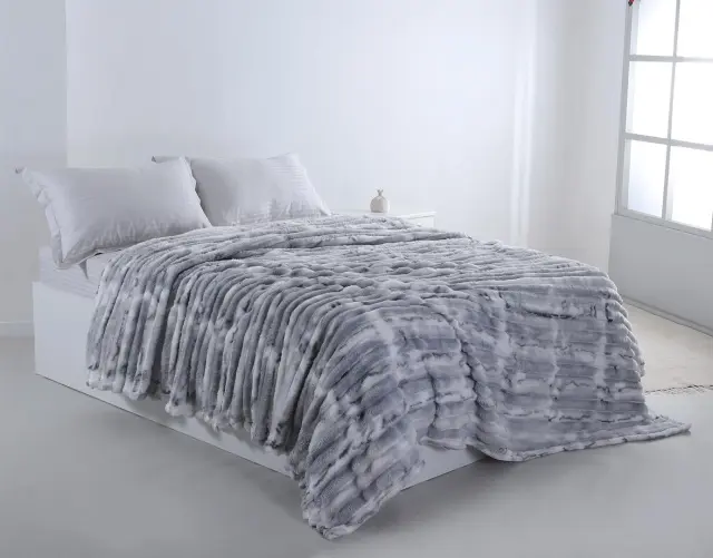 Flannel κουβέρτα 014 (160cm x 240cm) γκρί - -