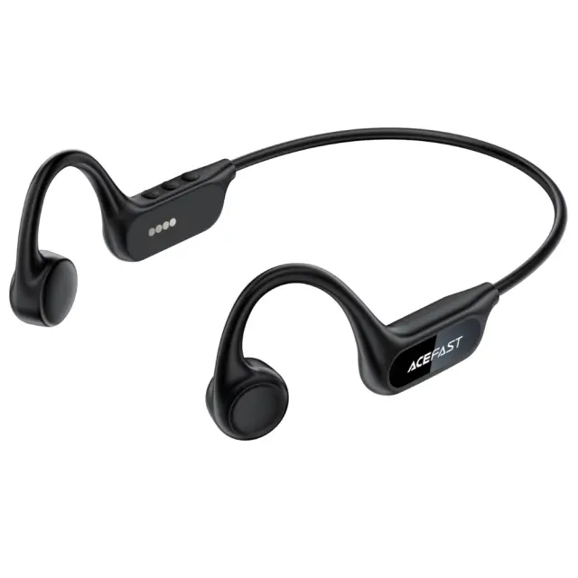 Bluetooth Hands Free Acefast N10 Neckband ENC v6.0 220mAh 12hrs Αναπαραγωγής IP68 με 8GB Μνήμη για Χρήση χωρίς Bluetooth Μαύρα