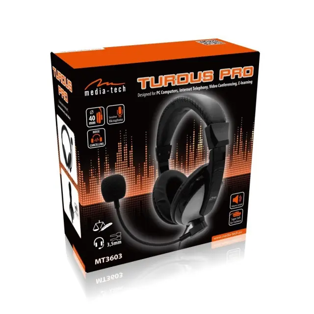 Ακουστικά Stereo Media-Tech TURDUS PRO MT3603 με Διπλό Κονέκτορα 3.5mm και Ρυθμιζόμενο Μικρόφωνο. Μαύρο 2