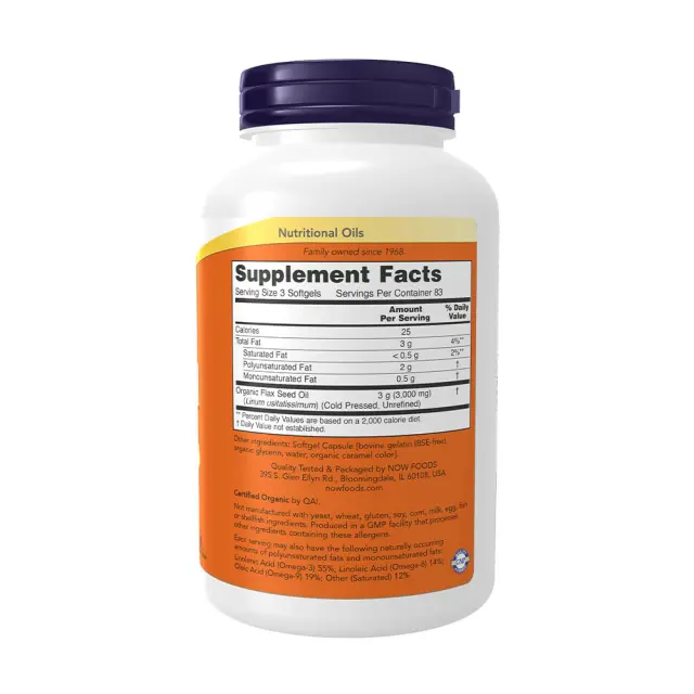 Now Foods Flax Oil 1000 mg 250 Softgels 2