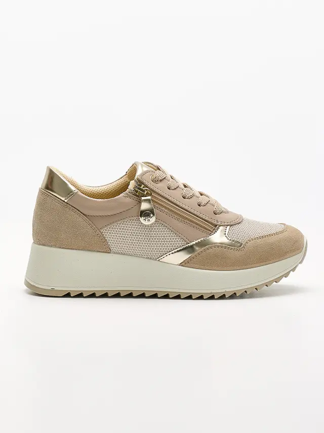 Imac Sneakers Γυναικείο Δέρμα/Δέρμα Nubuck/Ύφασμα Μπεζ IMA/556940 AVORIO/SCAM 3