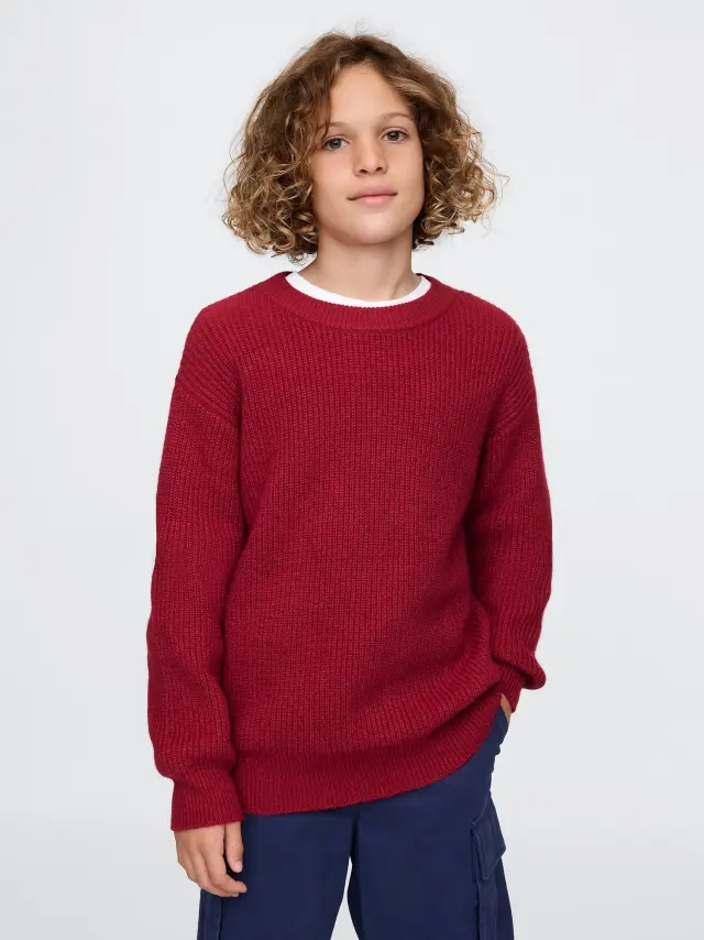 Κόκκινο CashSoft Rib Crewneck Πουλόβερ sled