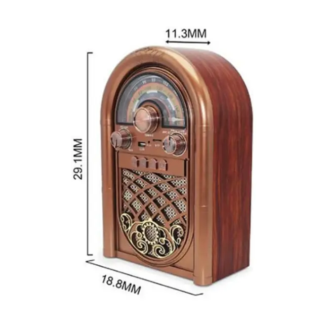 R-1950BTL Retro Επιτραπέζιο Ραδιόφωνο Επαναφορτιζόμενο με USB Καφέ 2