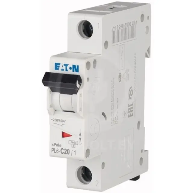 PL6-C20/1 Miniature circuit breaker (MCB), 20 A, 1p, characteristic: C