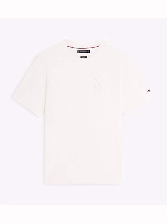 Tommy Hilfiger Ανδρικό T-shirt σε Χρώμα Κρεμ Κρεμ 3