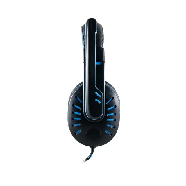 Ακουστικά Stereo Noozy GH-35 διπλού κονέκτορα 3.5mm για Gamers με Μικρόφωνο και Ρύθμιση Έντασης Ήχου Μαύρα-Μπλε 3