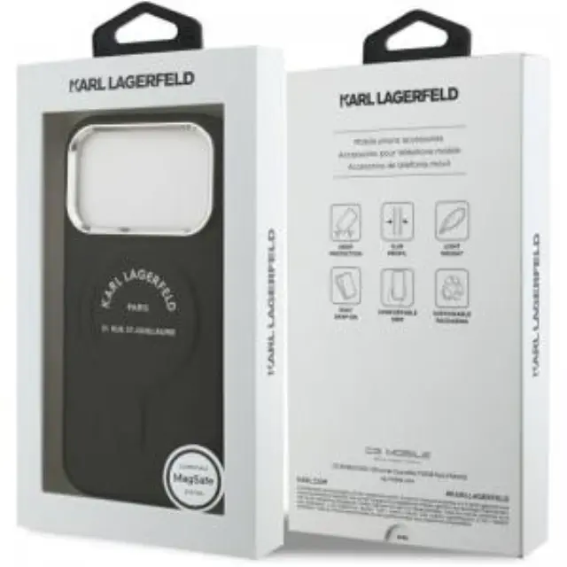 Θήκη TPU Karl Lagerfeld Apple iPhone 18 Pro Max/ 17 Pro Max MagSafe Leather Ring RSG Logo Μαύρο N71817 3