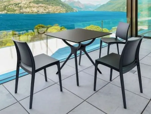 Τραπέζι AIR Μαύρο PP/HPL 80x80x74cm 3