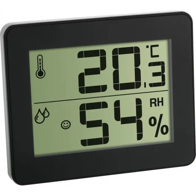 TFA Ultra Flat Θερμόμετρo Υγρασιόμετρo Επιτοίχιο / Επιτραπέζιο για Χρήση σε Εσωτερικό Χώρο Μαύρο