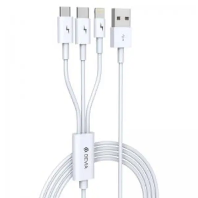 Καλώδιο Σύνδεσης USB 2.0 Devia EC141 3 σε 1 USB A σε Micro USB & USB C & Lightning 15W 1.2m Smart Λευκό N60275 2