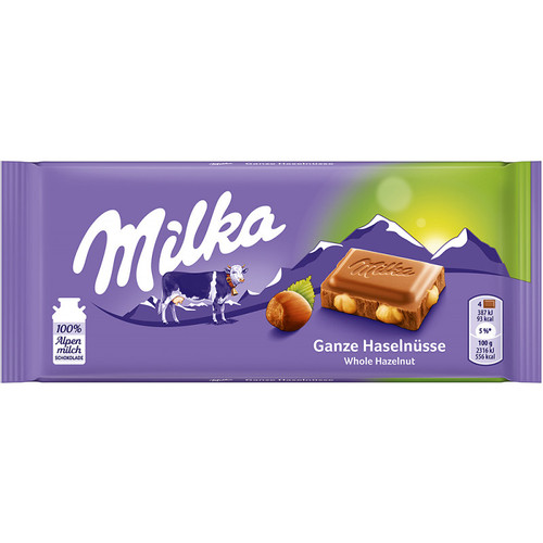 Milka Σοκολάτα Γάλακτος Hazelnuts 100gr Συσκ. 24 τμχ