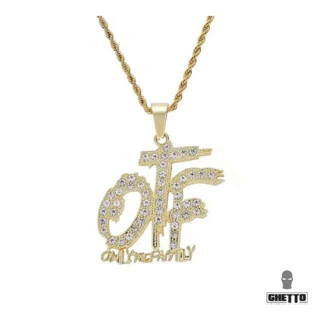 Ghetto OTF Iced Out Pendant Necklace Gold