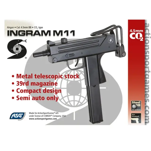 ASG INGRAM M11 GNB Αεροβόλo Πιστόλι 4.5mm 2