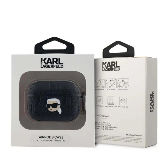 Karl Lagerfeld® PU Embossed Karl Head Θήκη για AirPods Pro 1/2- Black 3