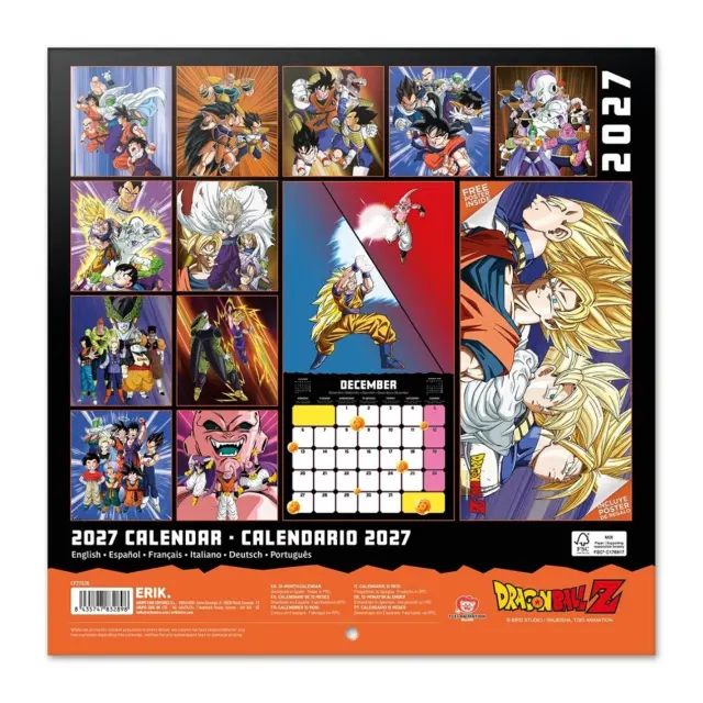 HMEΡΟΛΟΓΙΟ ΤΟΙΧΟΥ DRAGON BALL 2027 30X30 CALENDAR CP27036 2