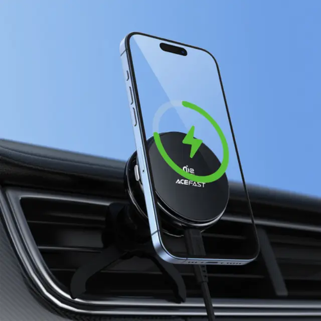 Acefast® D66 Magnetic Car Air Vent Mount with Qi2 25W Wireless Charging and Cooling - Black 3
