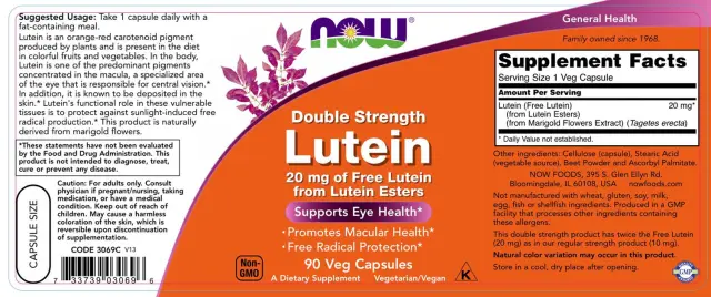 Now Foods Lutein, Double Strength 20 mg 2