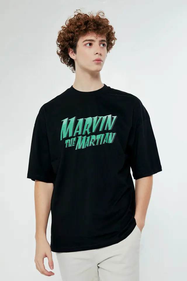 T-Shirt Βαμβακερό Martian Μαύρο