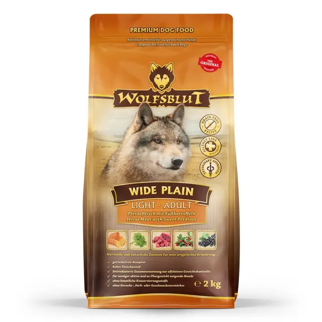 WOLFSBLUT Wide Plain Light Horse with sweet potatoes - dry dog food - 2kg