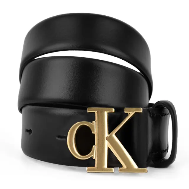 Calvin Klein Γυναικεία Λεπτή Δερμάτινη Ζώνη Με Μεταλλικό Logo Buckle 30mm Μαύρη 95cm