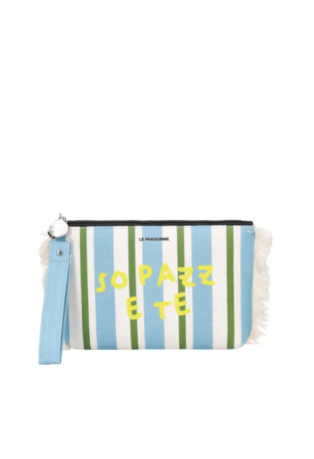 LE PANDORINE - Marina fabric clutch bag with light blue wristband