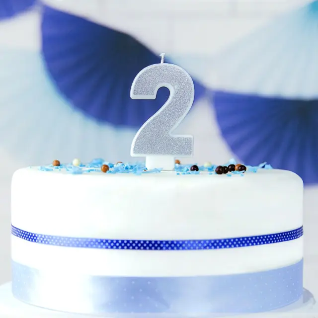 PartyDeco Κερί Γενεθλίων Νο. 2 - Ασημί 3