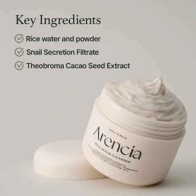 Arencia Rice Mucin Cleanser Διπλός καθαρισμός σε ένα βήμα με βαθιά καθαριστική δράση και ενυδάτωση 120g 3