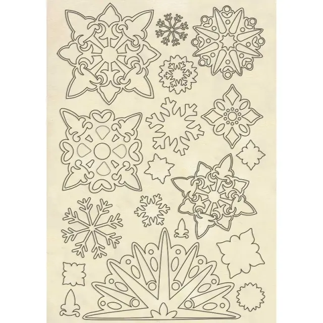 Ξυλάκια διακοσμητικά A5 Stamperia, A5 Snowflakes