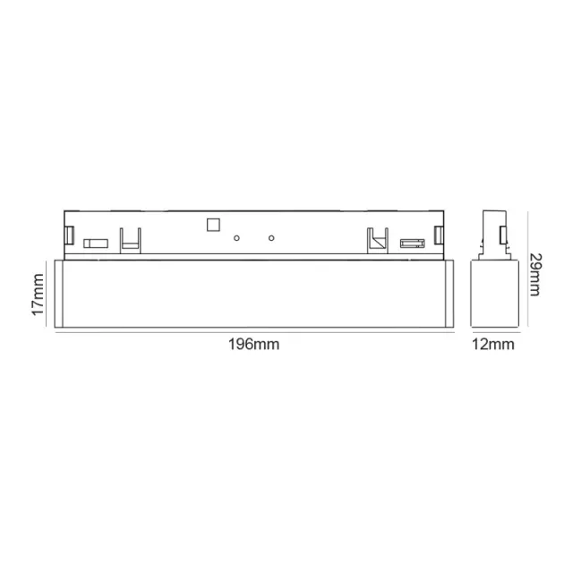 ΜΙΝΙ ΜΑΥΡΟ ΜΑΓΝΗΤΙΚΟ ΦΩΤΙΣΤΙΚΟ 24V DC 10W 3000K 490LM 36° Ra90 5YRS L196mm / TMEYE1030B 2