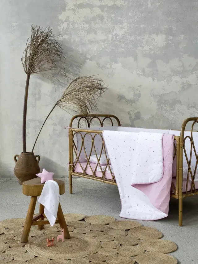 Nima Bebe Κουβερλί Κούνιας 100x140 Nene - Pink Ροζ, Λευκο
