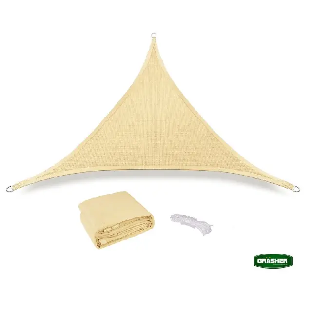 Grasher Ε220 Πανί σκίασης τρίγωνο με κρίκους 180gr/m² 5x5x5m Μπέζ / 103420