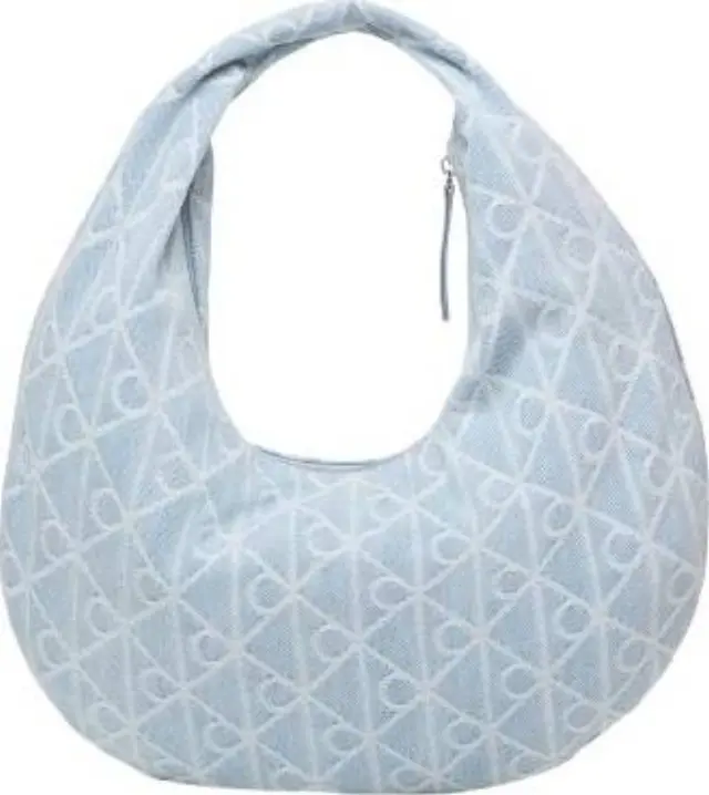 Calvin Klein Γυναικεία Μεγάλη Τσάντα Emblem Αll Over Print Denim Hobo Bag Μπλε