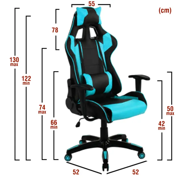 Πολυθρόνα Γραφείου Gaming ΚΥΛΛΗΝΗ Μπλε/Μαύρο PVC 66x67x127-135cm